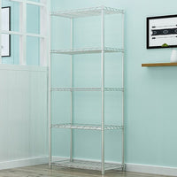 5 Tier Silver Metal Storage Rack Shelving Wire Shelf Kings Warehouse 