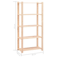 5-Tier Storage Rack 80x38x170 cm Solid Wood Pine 250 kg Kings Warehouse 