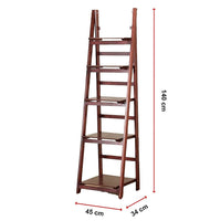 5 Tier Wooden Ladder Shelf Stand Storage Book Shelves Shelving Display Rack Furniture Kings Warehouse 