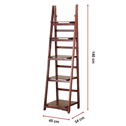 5 Tier Wooden Ladder Shelf Stand Storage Book Shelves Shelving Display Rack Furniture Kings Warehouse 
