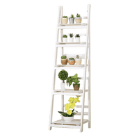 5 Tier Wooden Ladder Shelf Stand Storage Book Shelves Shelving Display Rack Furniture Kings Warehouse 