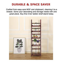 5 Tier Wooden Ladder Shelf Stand Storage Book Shelves Shelving Display Rack Furniture Kings Warehouse 