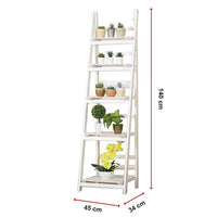 5 Tier Wooden Ladder Shelf Stand Storage Book Shelves Shelving Display Rack Furniture Kings Warehouse 