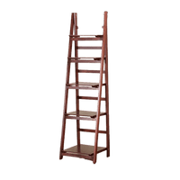 5 Tier Wooden Ladder Shelf Stand Storage Book Shelves Shelving Display Rack