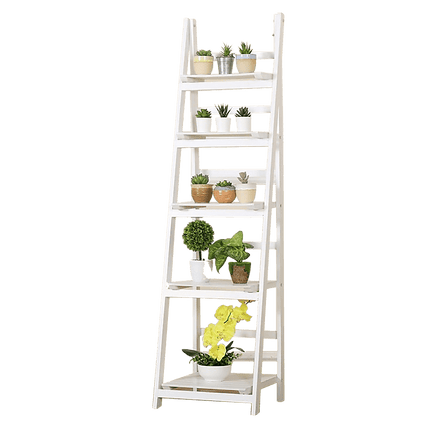 5 Tier Wooden Ladder Shelf Stand Storage Book Shelves Shelving Display Rack Furniture Kings Warehouse 