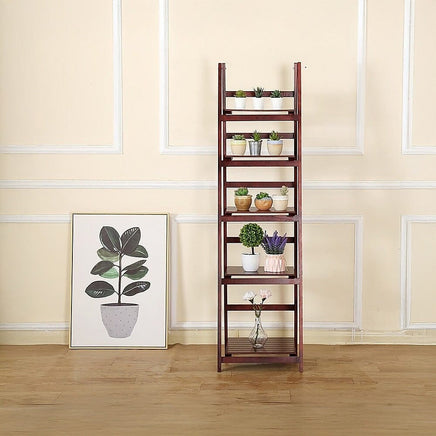 5 Tier Wooden Ladder Shelf Stand Storage Book Shelves Shelving Display Rack Furniture Kings Warehouse 