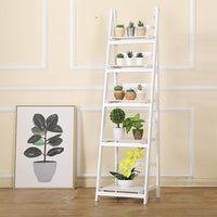 5 Tier Wooden Ladder Shelf Stand Storage Book Shelves Shelving Display Rack Kings Warehouse 