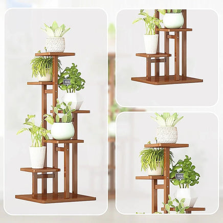 5 Tiers Vertical Bamboo Plant Stand Staged Flower Shelf Rack Outdoor Garden Furniture Kings Warehouse 