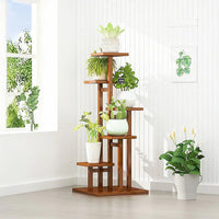 5 Tiers Vertical Bamboo Plant Stand Staged Flower Shelf Rack Outdoor Garden Furniture Kings Warehouse 