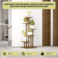 5 Tiers Vertical Bamboo Plant Stand Staged Flower Shelf Rack Outdoor Garden Furniture Kings Warehouse 
