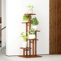 5 Tiers Vertical Bamboo Plant Stand Staged Flower Shelf Rack Outdoor Garden Furniture Kings Warehouse 