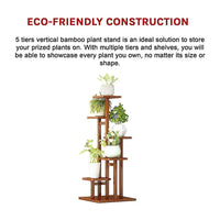 5 Tiers Vertical Bamboo Plant Stand Staged Flower Shelf Rack Outdoor Garden Furniture Kings Warehouse 