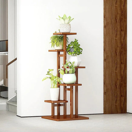 5 Tiers Vertical Bamboo Plant Stand Staged Flower Shelf Rack Outdoor Garden Furniture Kings Warehouse 