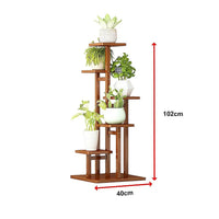 5 Tiers Vertical Bamboo Plant Stand Staged Flower Shelf Rack Outdoor Garden Furniture Kings Warehouse 