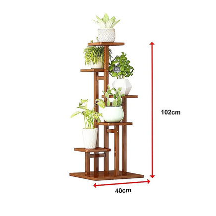 5 Tiers Vertical Bamboo Plant Stand Staged Flower Shelf Rack Outdoor Garden Furniture Kings Warehouse 