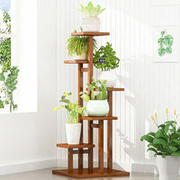 5 Tiers Vertical Bamboo Plant Stand Staged Flower Shelf Rack Outdoor Garden Furniture Kings Warehouse 