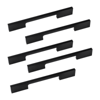 5 x 128mm Kitchen Handle Cabinet Cupboard Door Drawer Handles square Black furniture pulls Furniture Kings Warehouse 