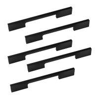 5 x 128mm Kitchen Handle Cabinet Cupboard Door Drawer Handles square Black furniture pulls