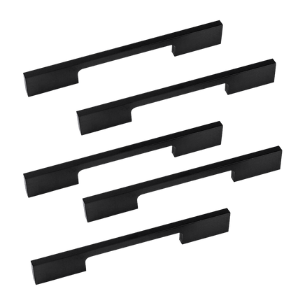 5 x 128mm Kitchen Handle Cabinet Cupboard Door Drawer Handles square Black furniture pulls Furniture Kings Warehouse 