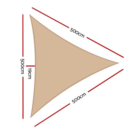 5 x 5 x 5m Waterproof Triangle Shade Sail Cloth - Sand Beige Aussie Backyard Blitz Kings Warehouse 
