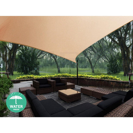 5 x 5 x 5m Waterproof Triangle Shade Sail Cloth - Sand Beige Aussie Backyard Blitz Kings Warehouse 