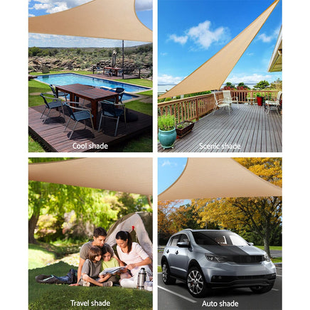 5 x 5 x 5m Waterproof Triangle Shade Sail Cloth - Sand Beige Aussie Backyard Blitz Kings Warehouse 