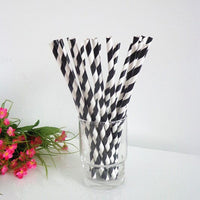 50 Pack Black White Drinking Straws Biodegradable Eco Paper Birthday Party Event Bistro Bar Cafe Take Away Kings Warehouse 