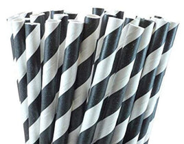 50 Pack Black White Drinking Straws Biodegradable Eco Paper Birthday Party Event Bistro Bar Cafe Take Away Kings Warehouse 