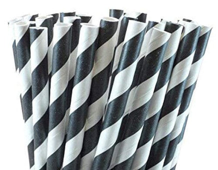 50 Pack Black White Drinking Straws Biodegradable Eco Paper Birthday Party Event Bistro Bar Cafe Take Away Kings Warehouse 