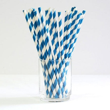 50 Pack Blue White Drinking Straws Biodegradable Eco Paper Birthday Party Event Bistro Bar Cafe Take Away Kings Warehouse 