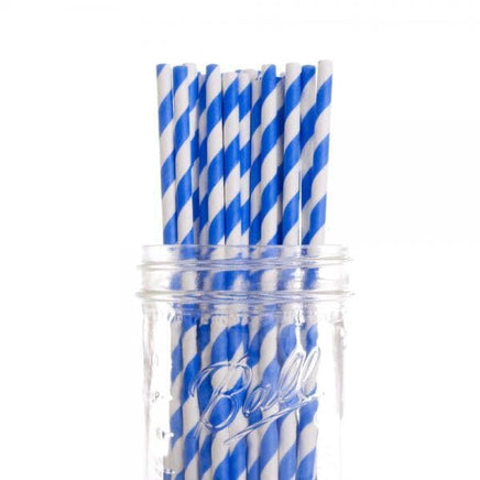 50 Pack Blue White Drinking Straws Biodegradable Eco Paper Birthday Party Event Bistro Bar Cafe Take Away Kings Warehouse 