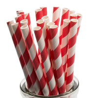 50 Pack Red White Drinking Straws Biodegradable Eco Paper Birthday Party Event Bistro Bar Cafe Take Away Kings Warehouse 