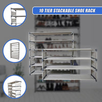 50 Pairs 10 Tiers Shoe Rack Furniture Kings Warehouse 