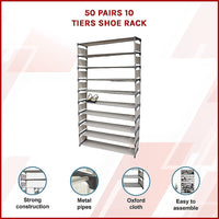 50 Pairs 10 Tiers Shoe Rack Furniture Kings Warehouse 