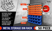 50-Piece Bin Wall Mounted Parts and Tool Storage Rack Organizer Rack for Workshop Tools Home & Garden Kings Warehouse 