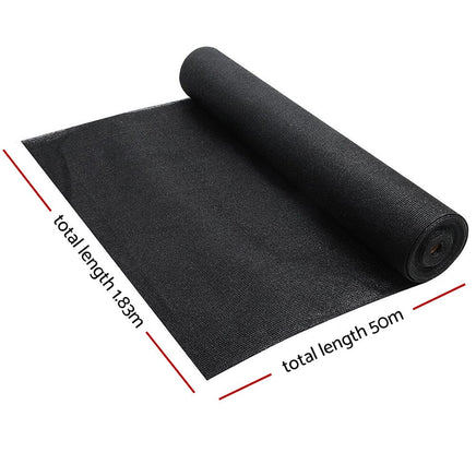 50% UV Sun Shade Cloth Shadecloth Sail Roll Mesh Garden Outdoor 1.83x50m Black End of Season Clearance Kings Warehouse 