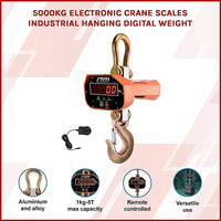 5000kg Electronic Crane Scales Industrial Hanging Digital Weight Tools Kings Warehouse 