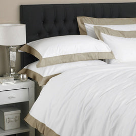 500TC Egyptian Cotton Linen Flange Quilt Cover Set Queen Home & Garden Kings Warehouse 