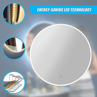 50cm LED Wall Mirror Bathroom Mirrors Light Decor Round Health & Beauty Kings Warehouse 