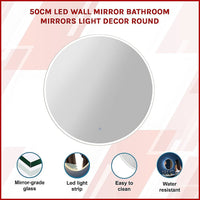 50cm LED Wall Mirror Bathroom Mirrors Light Decor Round Health & Beauty Kings Warehouse 