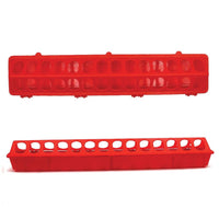 50cm Long Poultry Feeder Chicken Feeding Trough Red Plastic Flip Top Container Home & Garden Kings Warehouse 