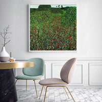 50cmx50cm Field of Poppies by Gustav Klimt White Frame Canvas Wall Art Kings Warehouse 