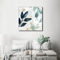50cmx50cm Watercolour style leaves 2 Sets White Frame Canvas Wall Art Kings Warehouse 