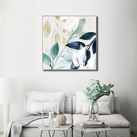 50cmx50cm Watercolour style leaves 2 Sets White Frame Canvas Wall Art Kings Warehouse 