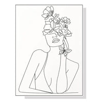 50cmx70cm Line Art Girl White Frame Canvas Wall Art Kings Warehouse 