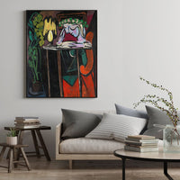 50cmx70cm Reading Girl by Pablo Picasso Black Frame Canvas Wall Art Kings Warehouse 