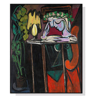 50cmx70cm Reading Girl by Pablo Picasso Black Frame Canvas Wall Art Kings Warehouse 