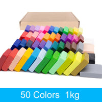 50Colors 1KG Toy DIY Craft Malleable Modelling Soft Clay Block Set Fimo Polymer Kings Warehouse 