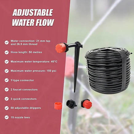 50M Hose Garden Irrigation System Plant Watering DIY Micro Drip Kits Tools Kings Warehouse 