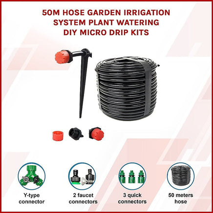 50M Hose Garden Irrigation System Plant Watering DIY Micro Drip Kits Tools Kings Warehouse 